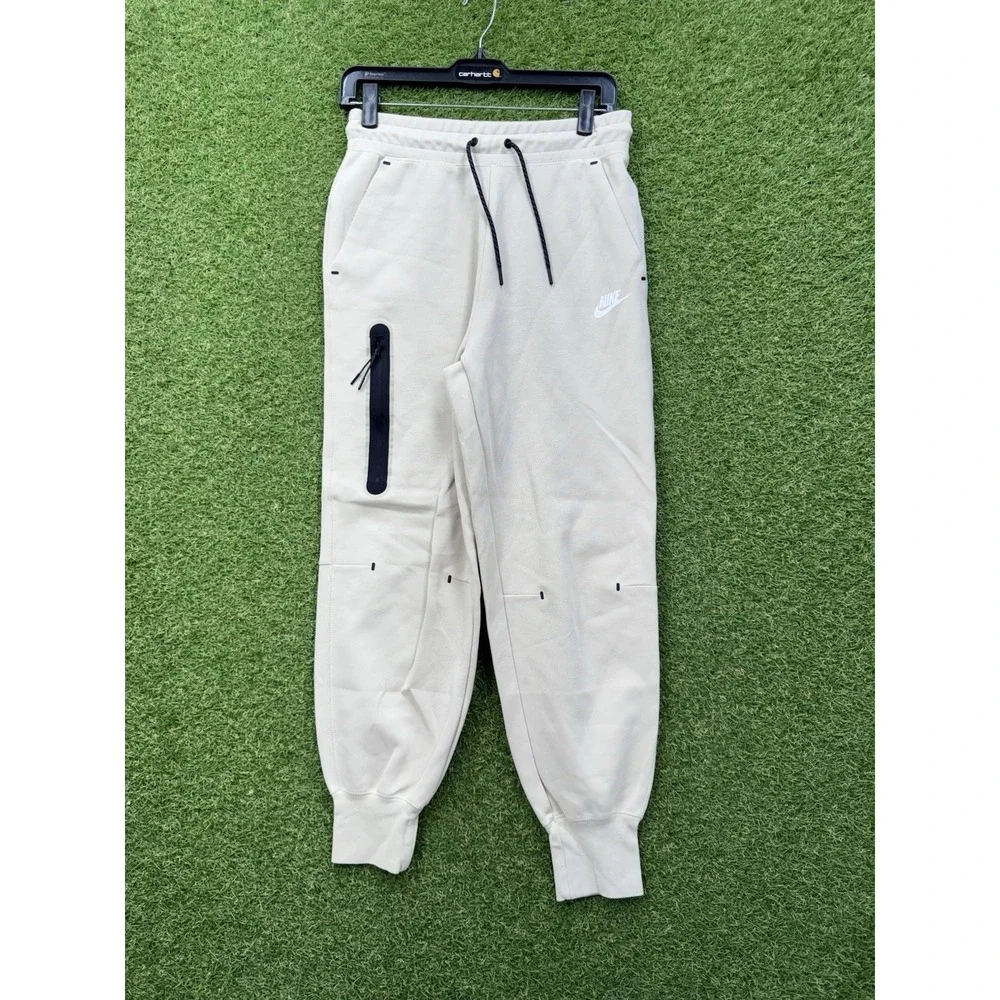 Nike Tech Fleece Joggers Mens Small Sportswear Sweatpants Athleticwear Beige y2k